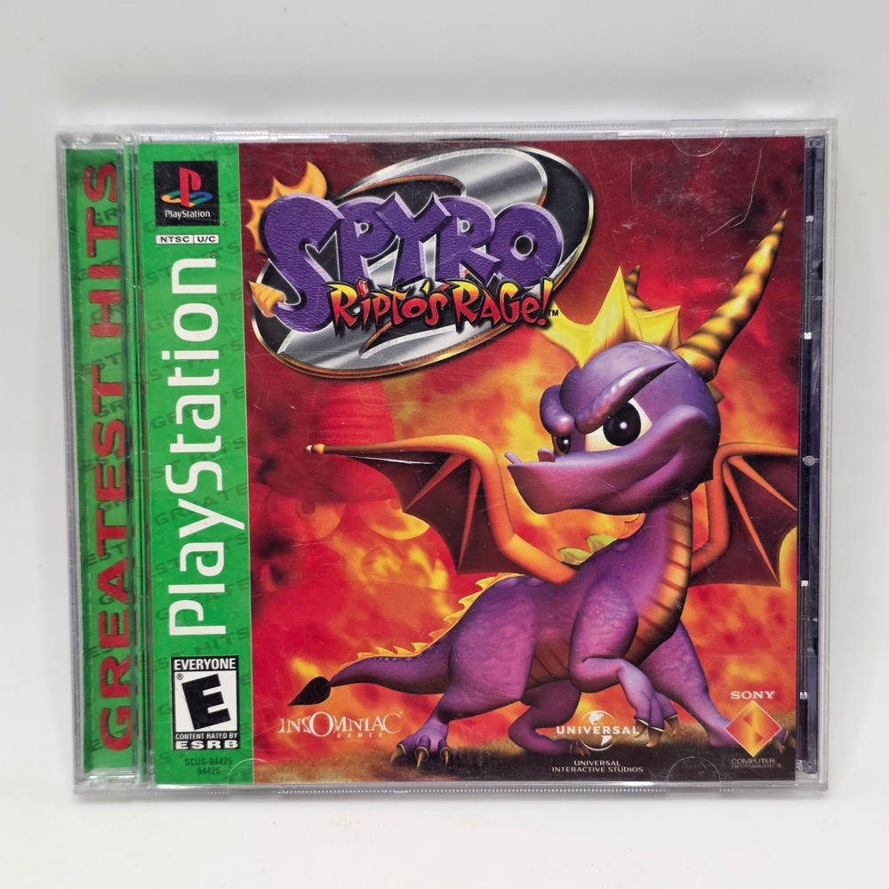 Sony Spyro 2 Riptos Rage PS1 Game Greatest Hits SCUS-94425 Retro Platformer Disc